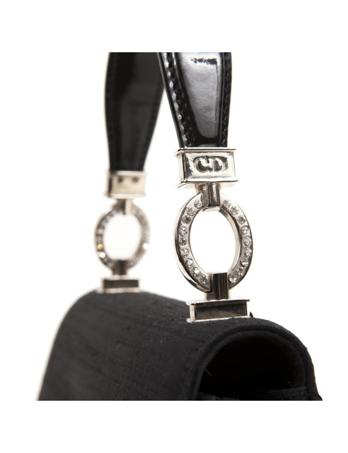 Sac du soir CHRISTIAN DIOR soie sauvage noir