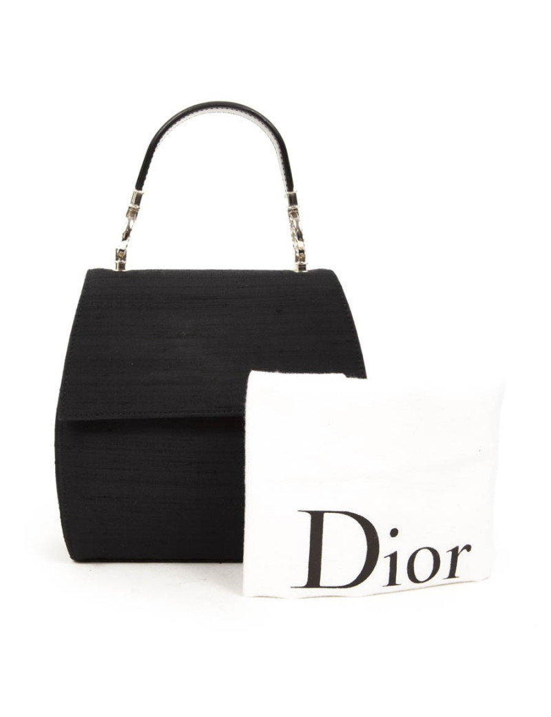 Sac du soir CHRISTIAN DIOR soie sauvage noir