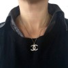 CHANEL necklace with pendant double C rhinestone