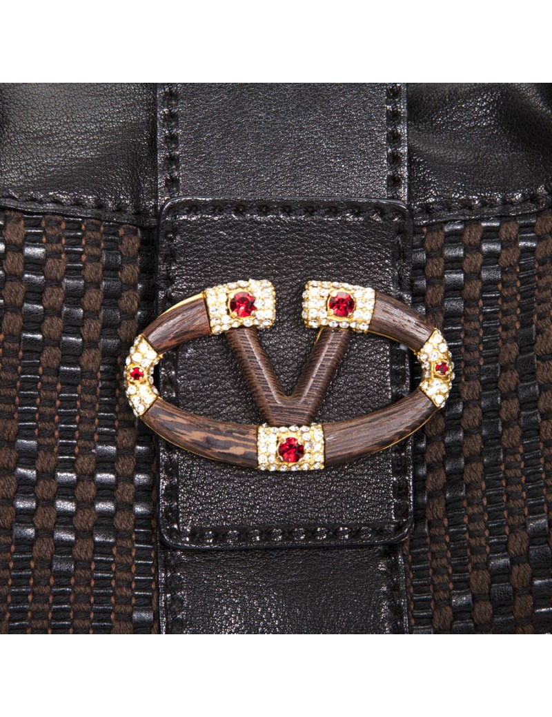 VALENTINO leather bag and braided cotton