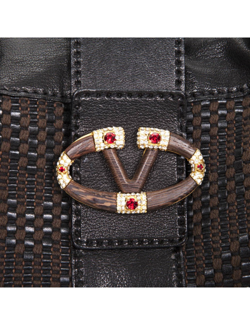 Sav VALENTINO cuir et coton tressé