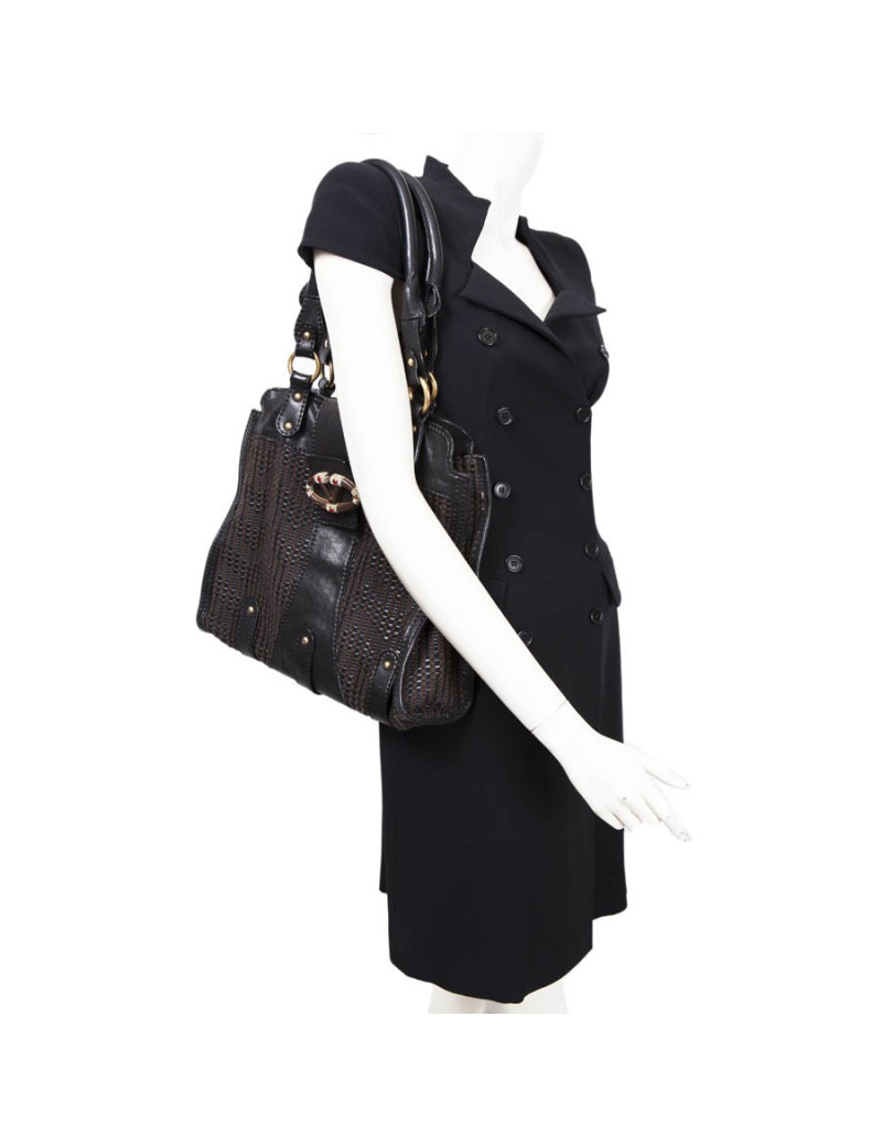 VALENTINO leather bag and braided cotton