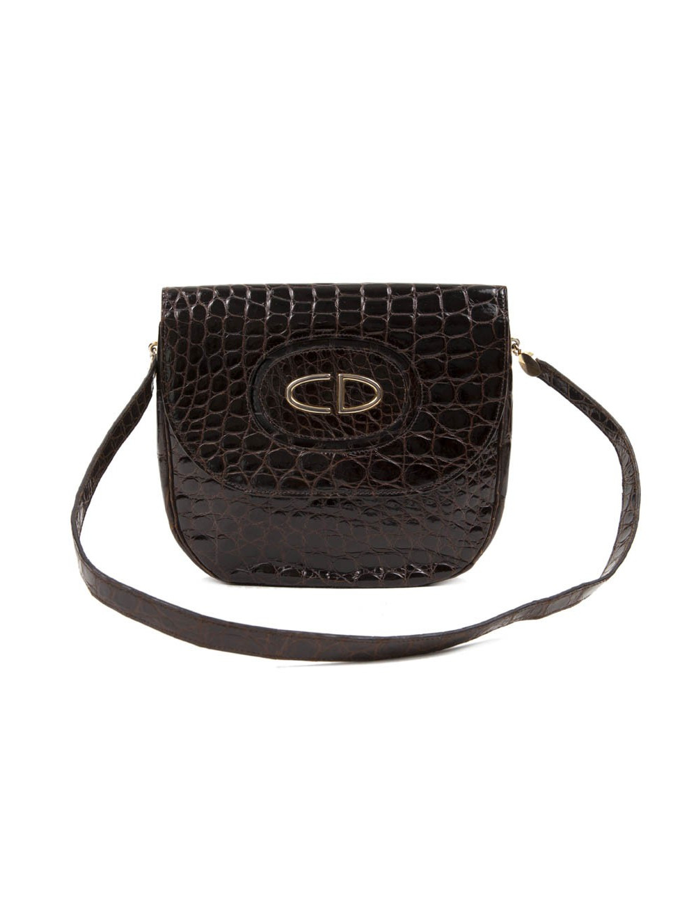 Sac CRHISTIAN DIOR Vintage crocodile marron