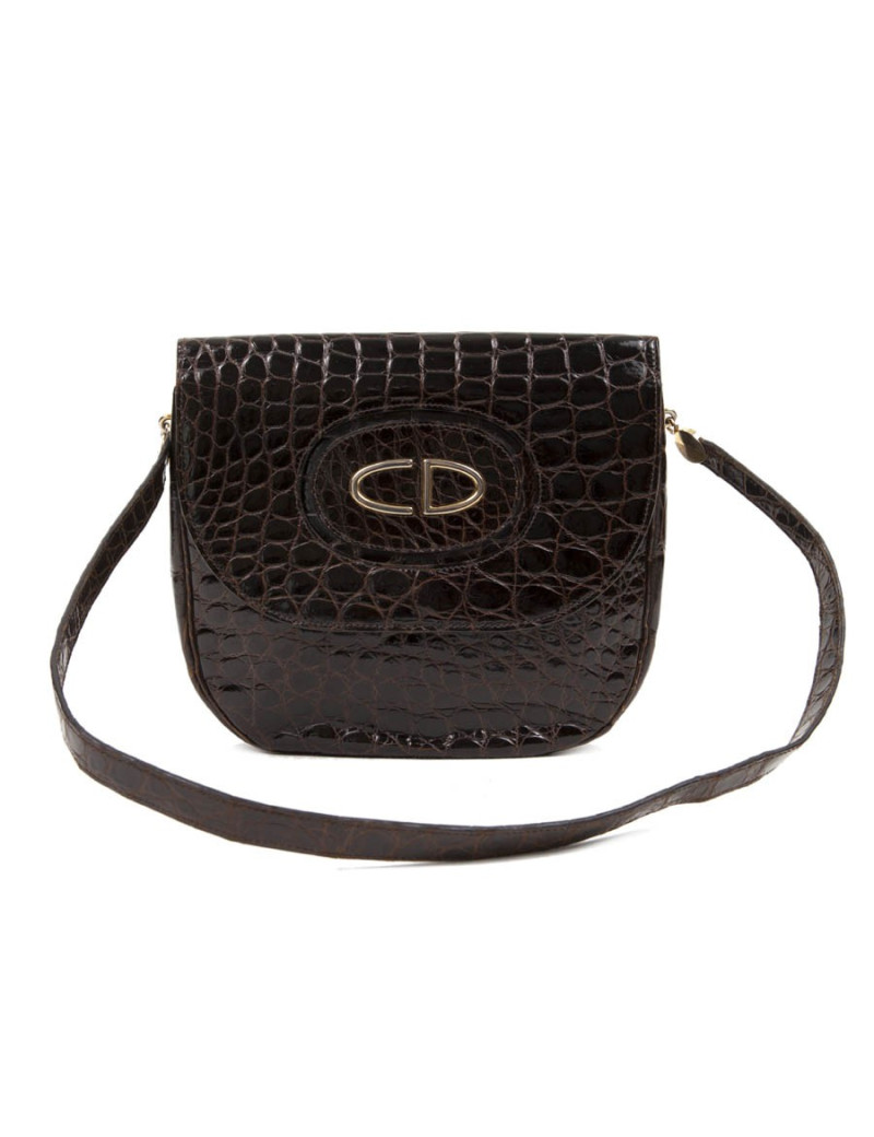 Vintage CHRISTIAN DIOR bag in brown crocodile leather