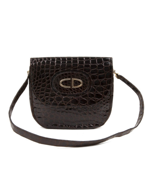 Vintage CHRISTIAN DIOR bag in brown crocodile leather