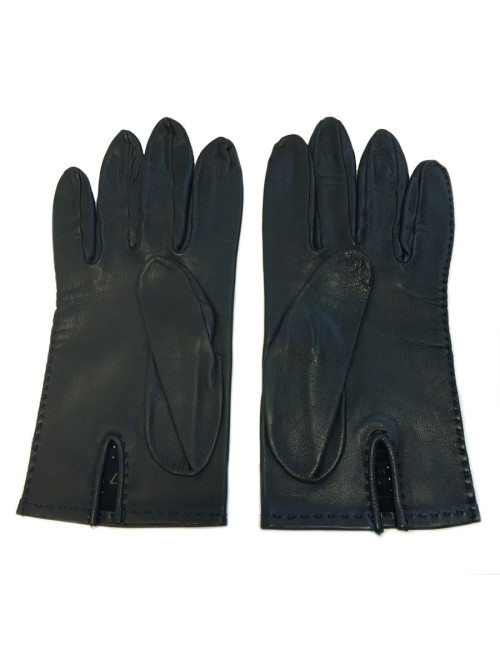 HERMES gloves in dark blue perforated leather size 7