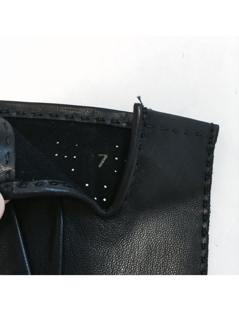 Gants HERMES en cuir bleu foncé perforé