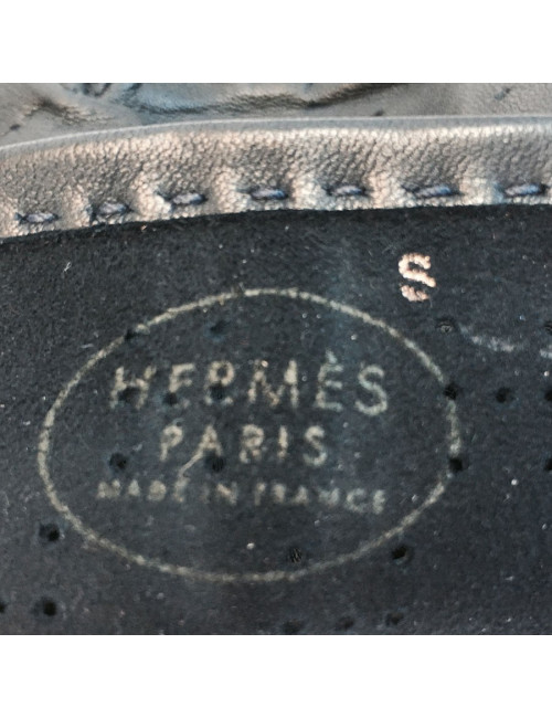 HERMES gloves in dark blue perforated leather size 7
