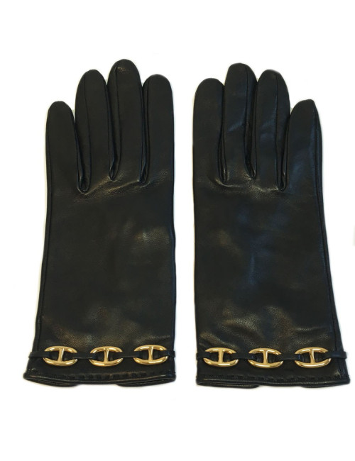 Gants HERMES en cuir d'agneau noir 