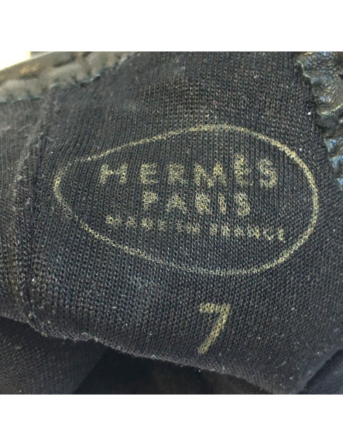 Gants HERMES en cuir d'agneau noir 