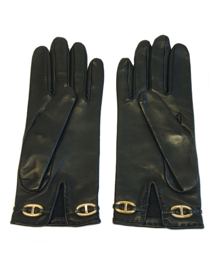 Gants HERMES en cuir d'agneau noir 