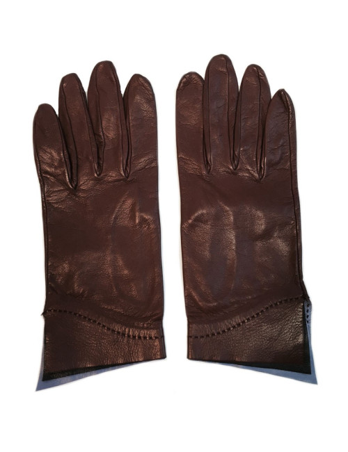 Gants HERMES en cuir d'agneau rouge 