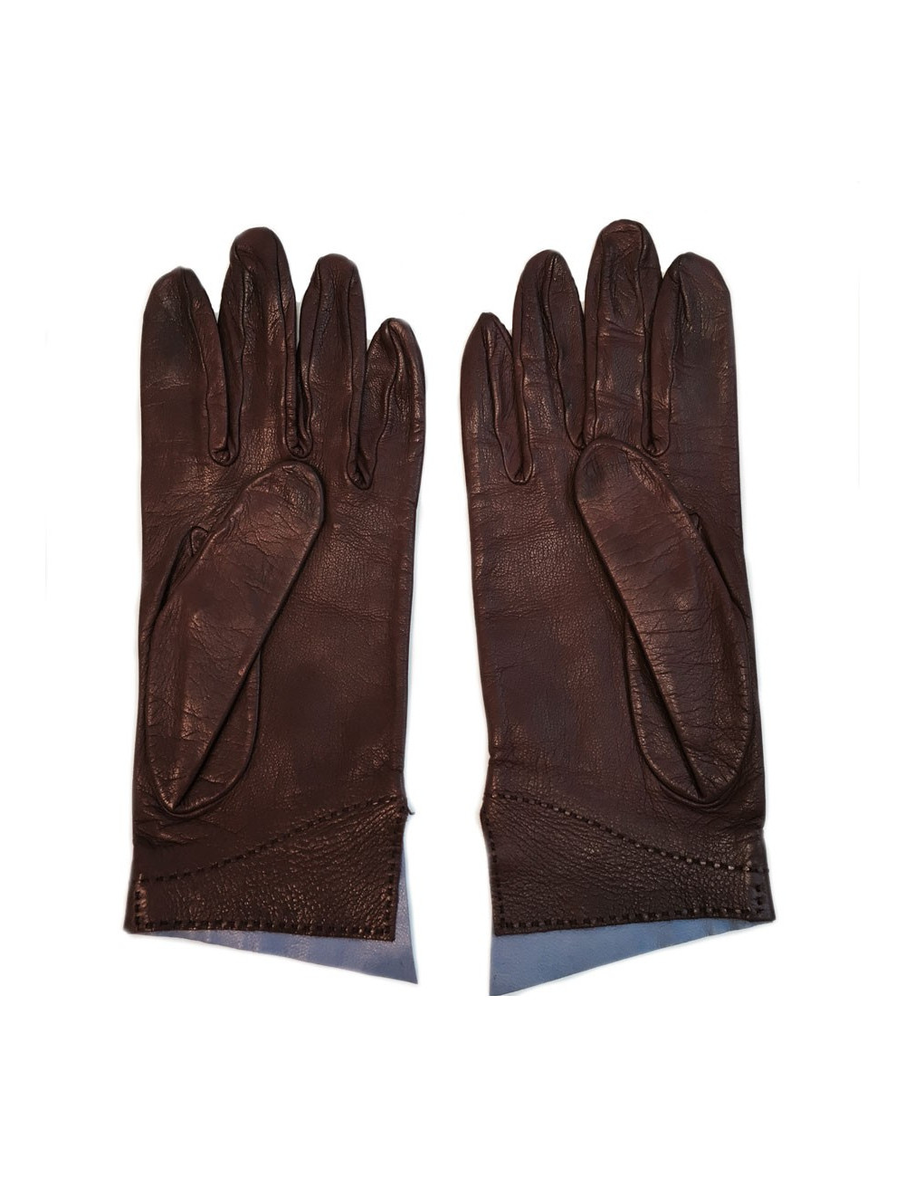 HERMES burgundy lambskin gloves