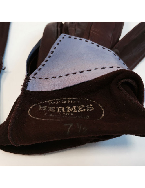 Gants HERMES en cuir d'agneau rouge 