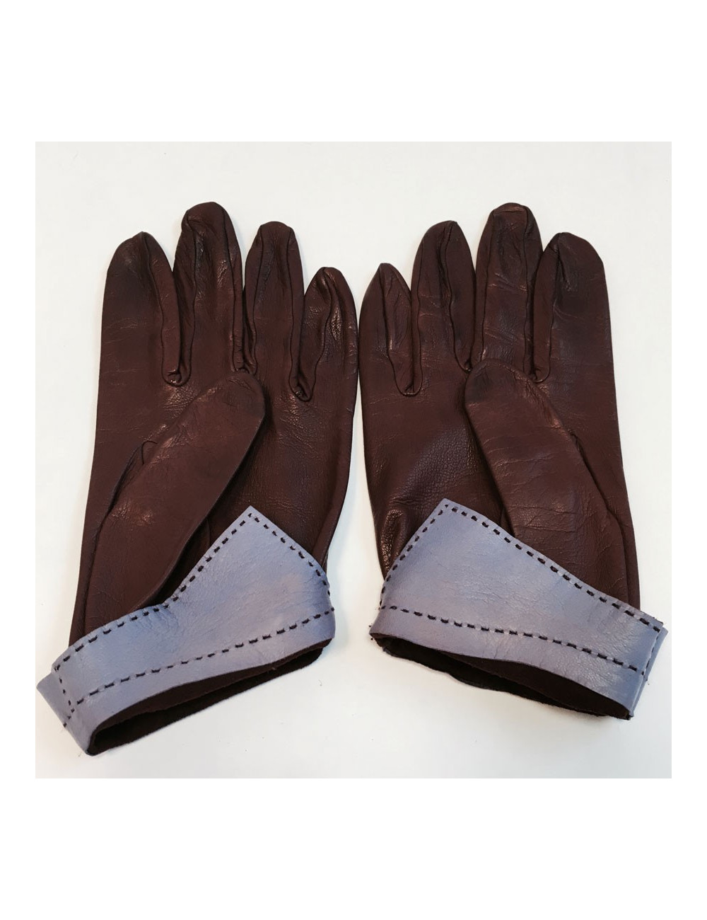 HERMES burgundy lambskin gloves