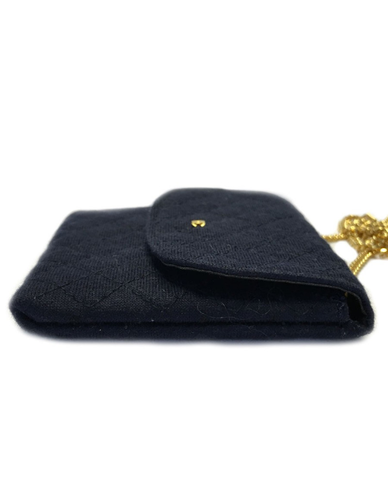 Mini bag-necklace CHANEL blue jersey