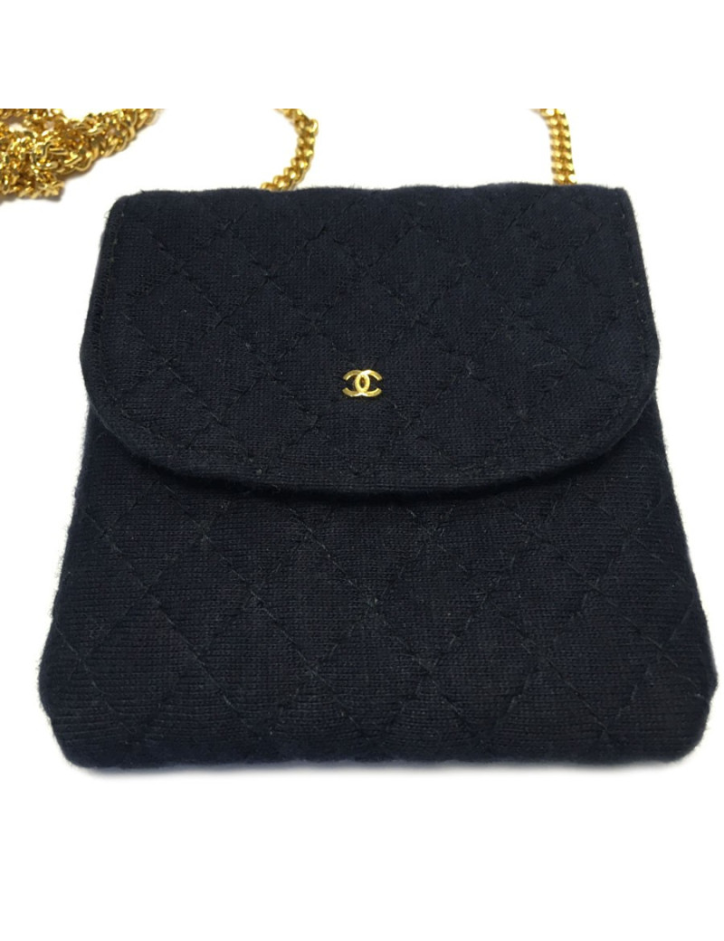 Mini bag-necklace CHANEL blue jersey