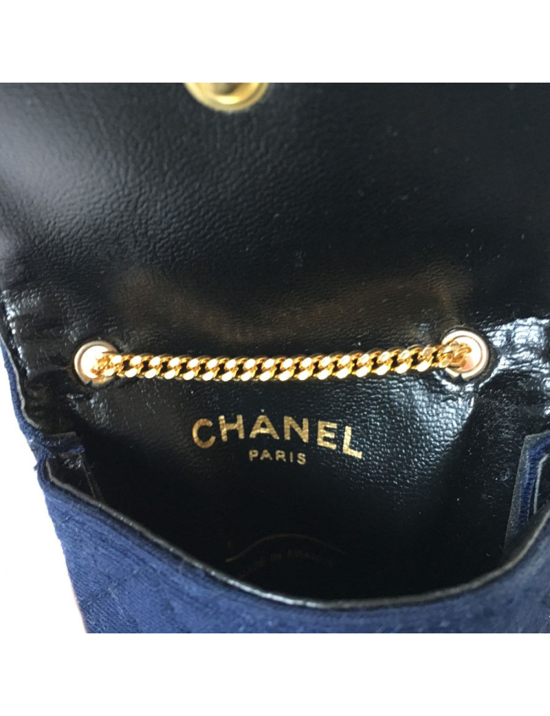 Mini bag-necklace CHANEL blue jersey