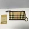 BURBERRY Haymarket Check canvas and brown leather Keyring pouch