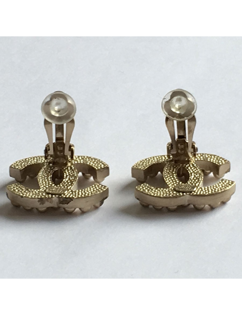 Earrings clips studded CHANEL pale gold