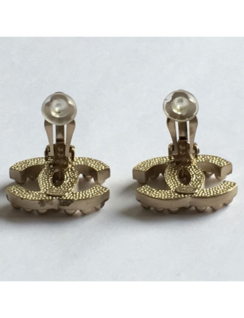 Earrings clips studded CHANEL pale gold