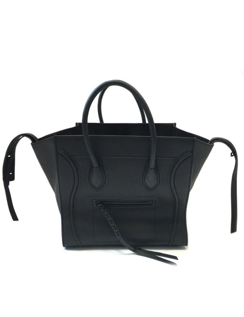 Sac CELINE "Phantom" en cuir noir mat