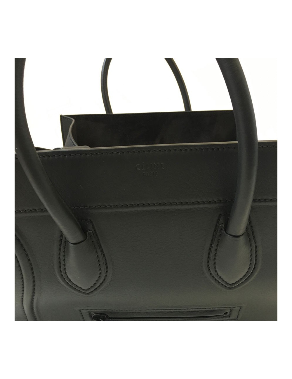 Sac CELINE "Phantom" en cuir noir mat
