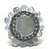 Ring flower CHANEL high resin and blue rhinestones sewing