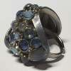 Ring CHANEL couture blue rhinestones and iridescent blue metal