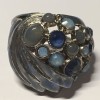 Ring CHANEL couture blue rhinestones and iridescent blue metal