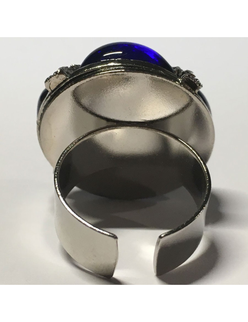 Ring CHANEL couture T53 in white rhinestones and blue resin night