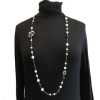 CHANEL black, white and gray pearls necklace
