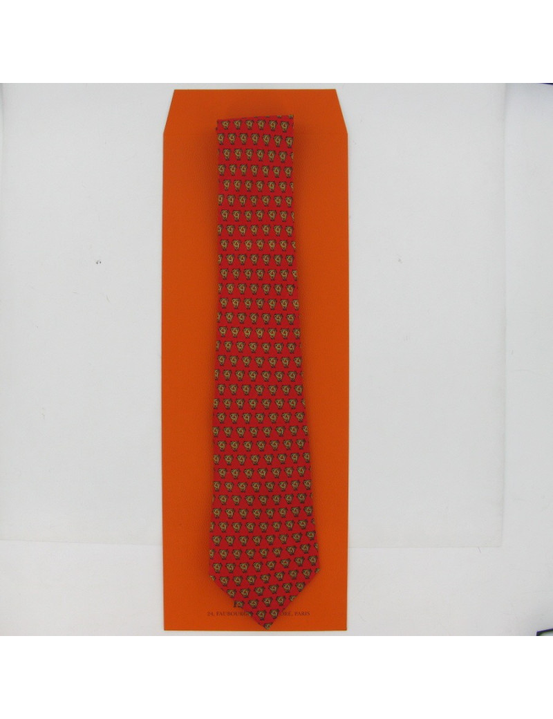 Cravate soie rouge HERMES