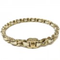 CHANEL bracelet leather interlaced gold metal