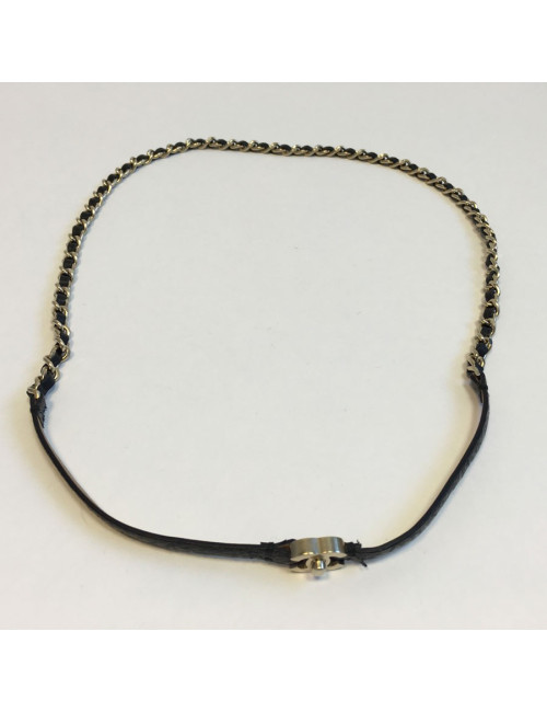 Belt chain and striped black leather CHANEL