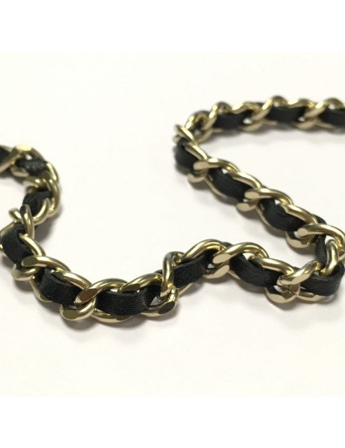 Belt chain and striped black leather CHANEL