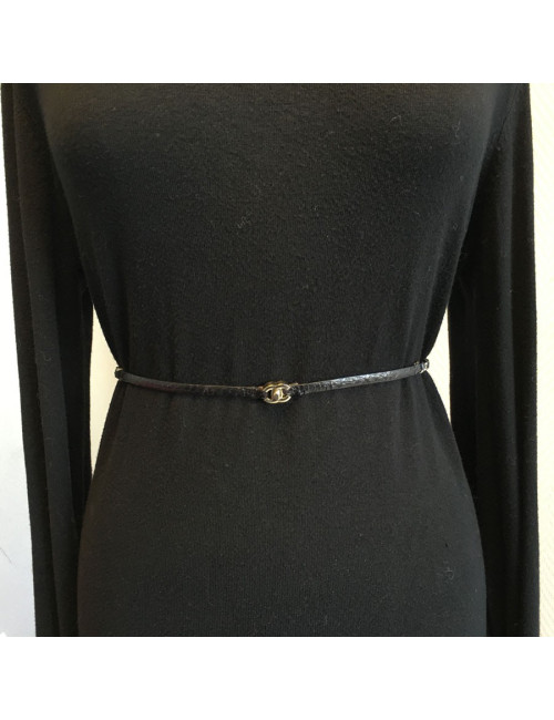 Belt chain and striped black leather CHANEL