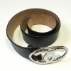CHANEL black leather belt and buckle CC