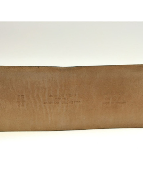 CHANEL black leather belt and buckle CC