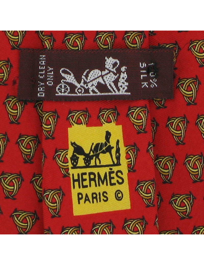 Cravate soie rouge HERMES
