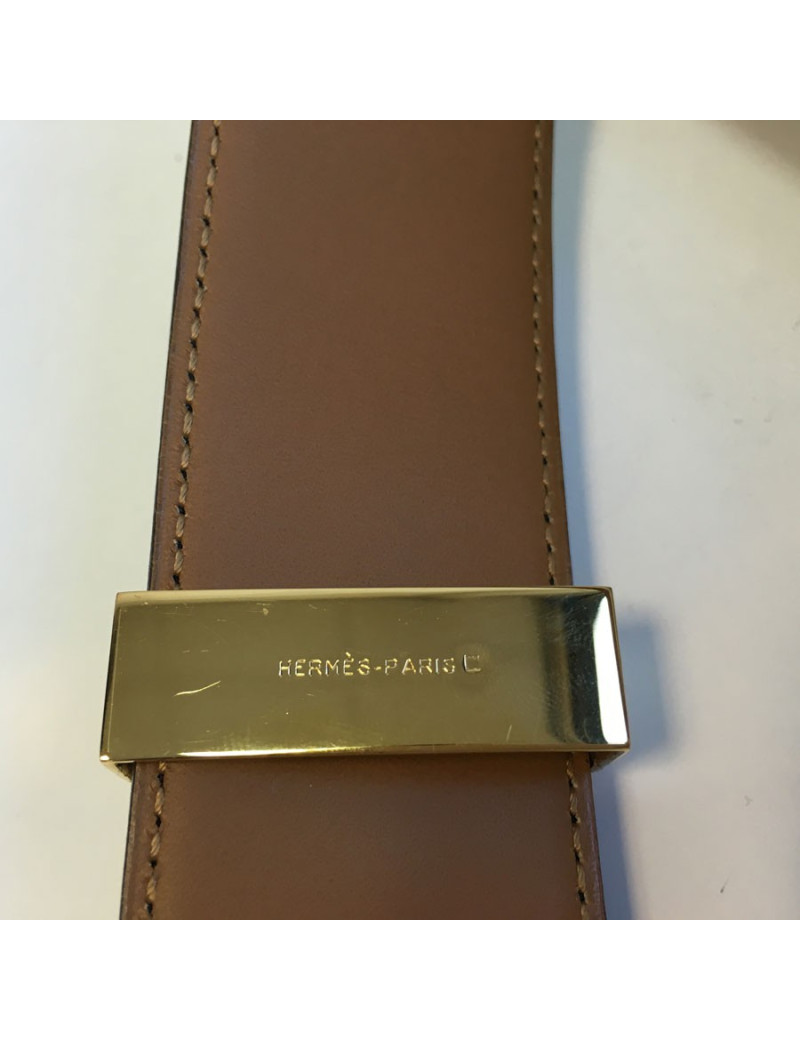Ceinture HERMES médor en cuir box noir