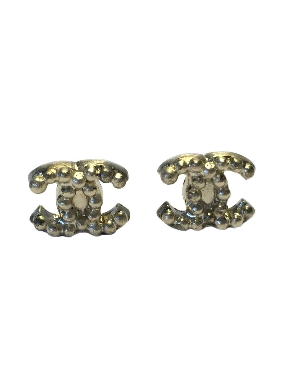 Boucles d'oreille CHANEL "CC" or pâle