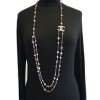 CHANEL necklace in multicolored pearls and CC