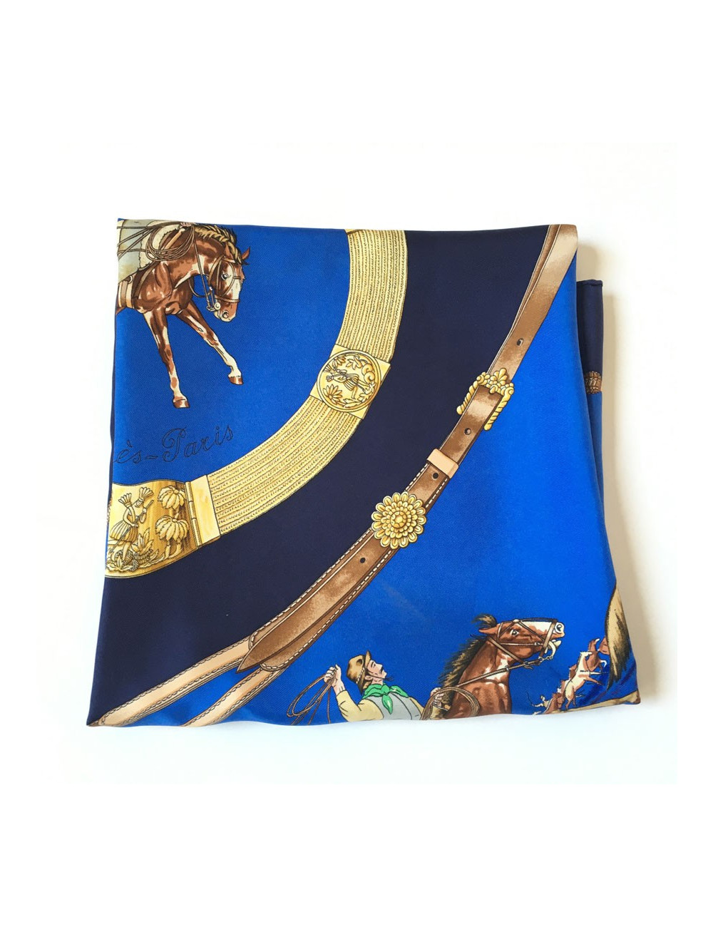 Hermès "Pampa" in night blue silk