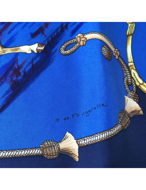 Hermès "Pampa" in night blue silk