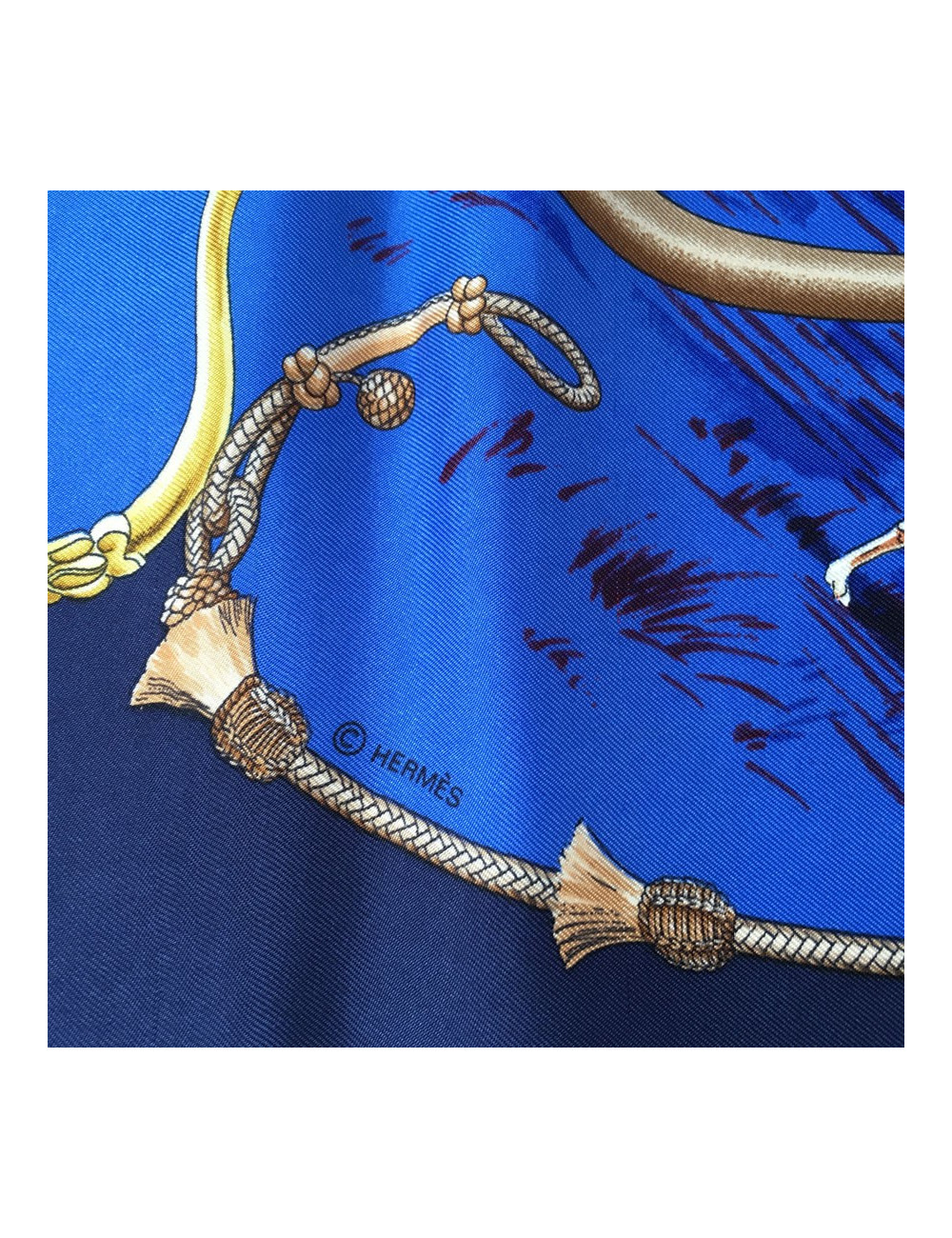 Hermès "Pampa" in night blue silk