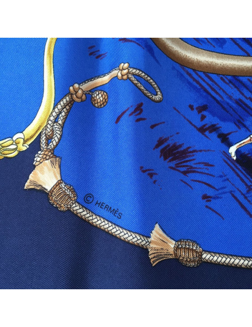 Hermès "Pampa" in night blue silk