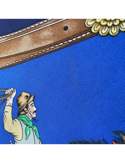 Hermès "Pampa" in night blue silk