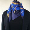 Hermès "Pampa" in night blue silk