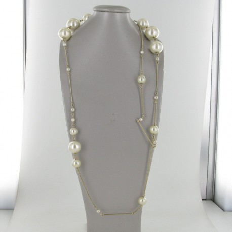 Sautoir perles blanches CHANEL